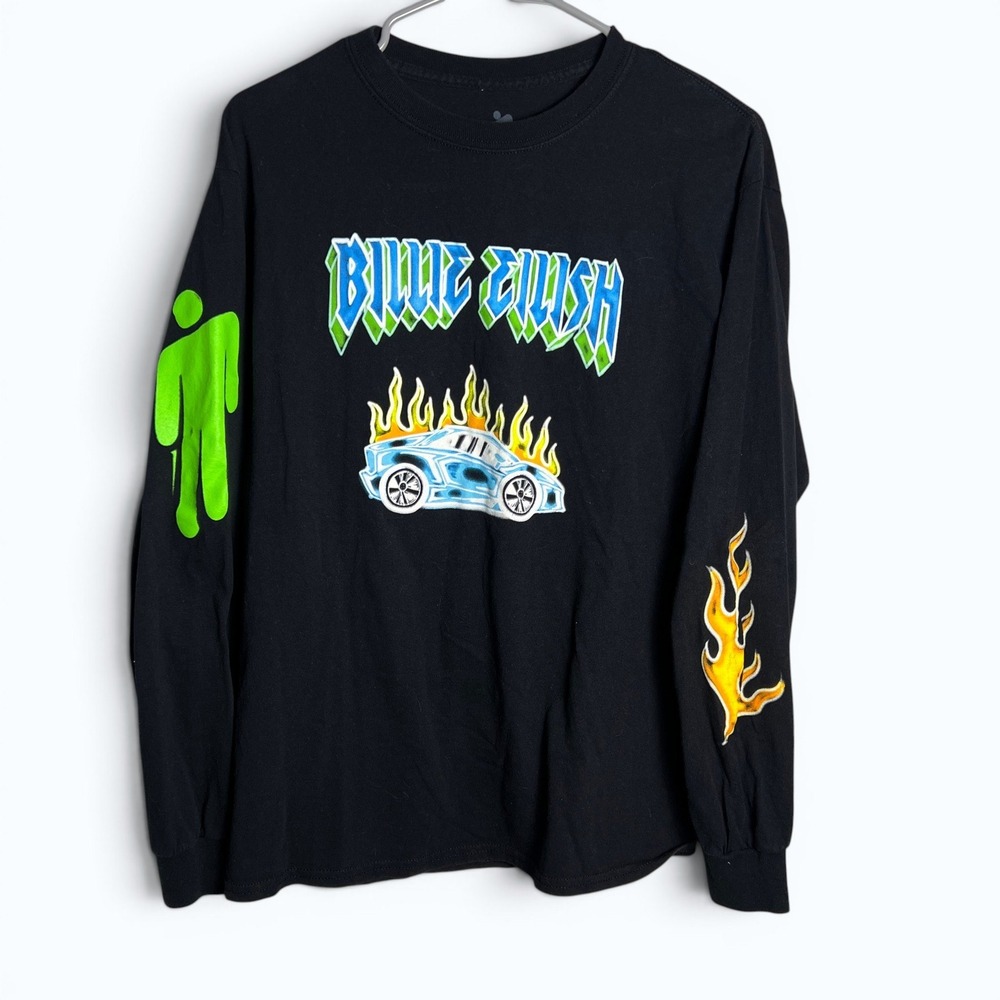 Billie Eilish 2019 World Tour Shirt Mens M Black Long Sleeve Graphic Band Tee